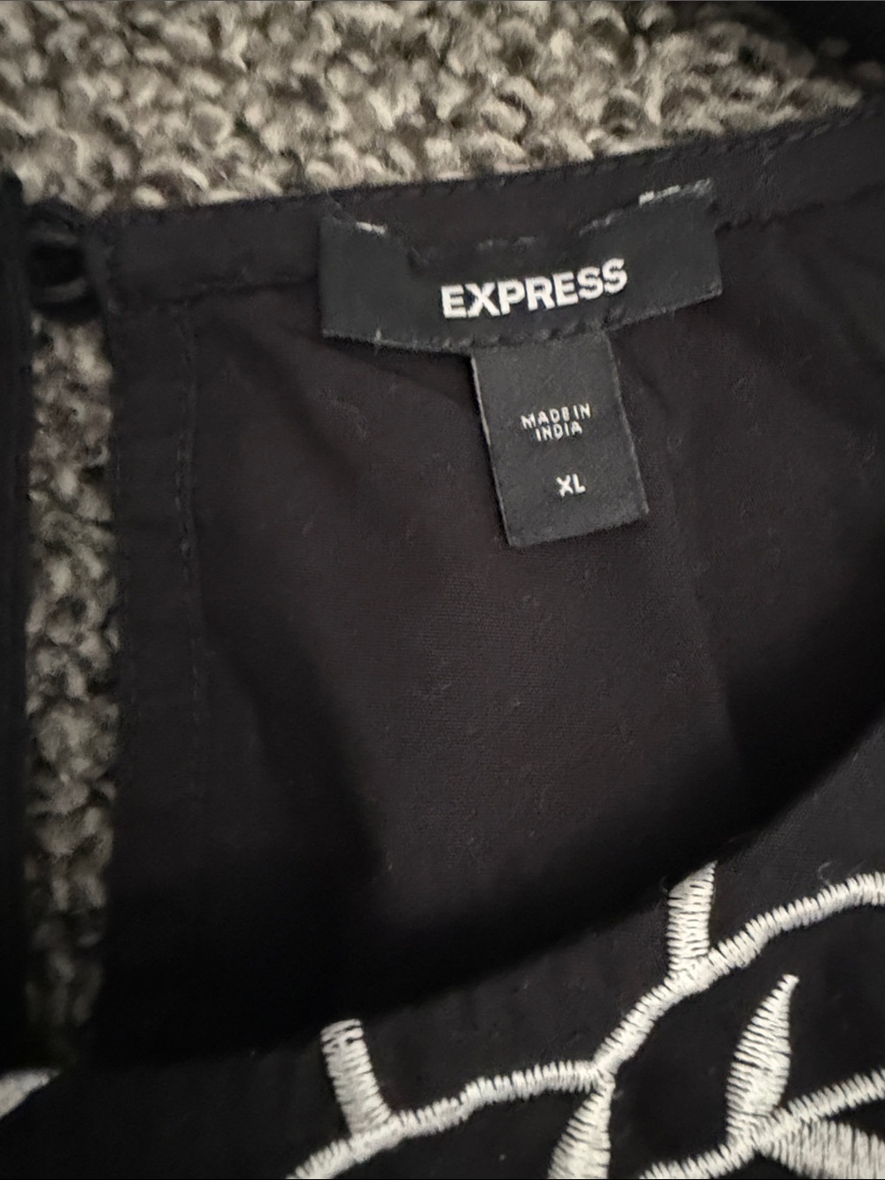 Express Black Blouse with White Floral Embroidery - Picture 3 of 4